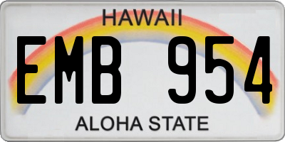 HI license plate EMB954