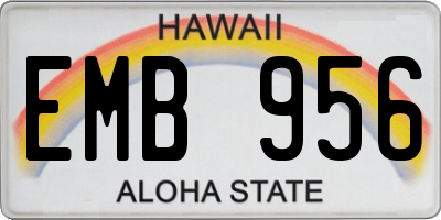 HI license plate EMB956
