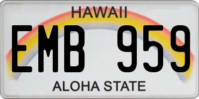 HI license plate EMB959