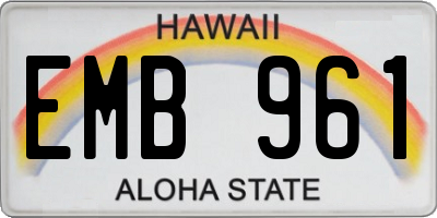 HI license plate EMB961