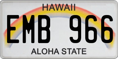 HI license plate EMB966