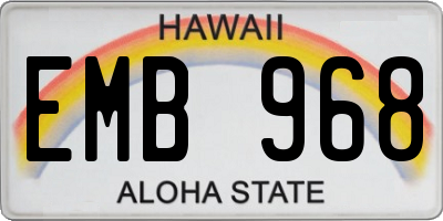 HI license plate EMB968