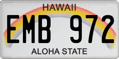 HI license plate EMB972