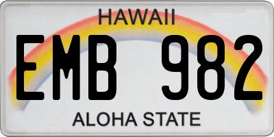 HI license plate EMB982