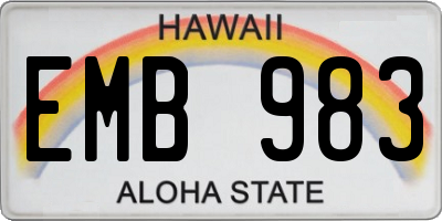 HI license plate EMB983