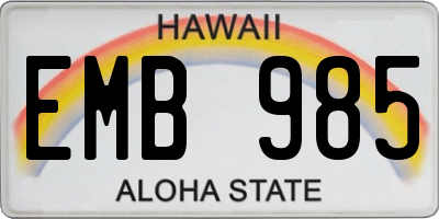 HI license plate EMB985