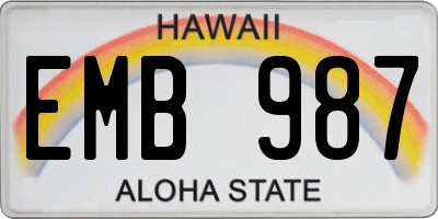 HI license plate EMB987