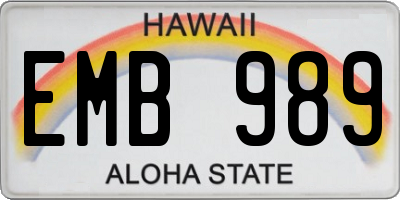 HI license plate EMB989