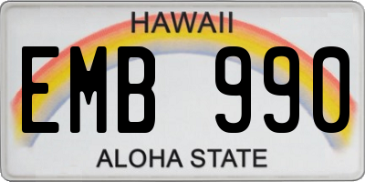 HI license plate EMB990