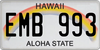 HI license plate EMB993