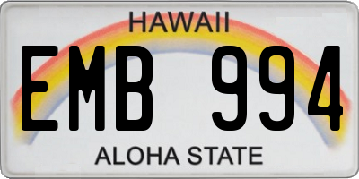 HI license plate EMB994