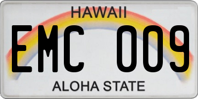 HI license plate EMC009