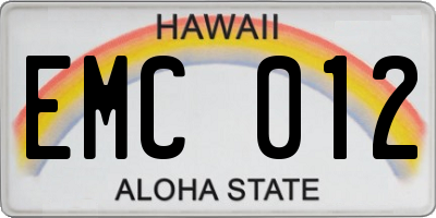 HI license plate EMC012