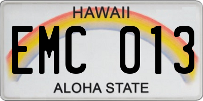 HI license plate EMC013
