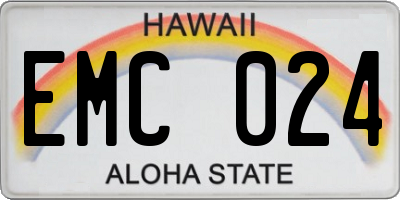 HI license plate EMC024