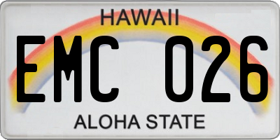 HI license plate EMC026