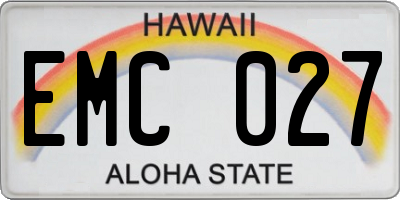 HI license plate EMC027