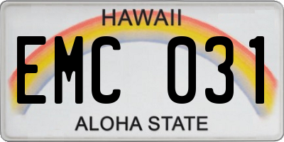 HI license plate EMC031