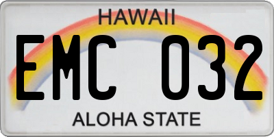 HI license plate EMC032