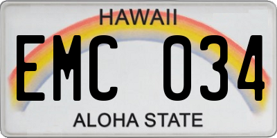 HI license plate EMC034
