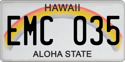 HI license plate EMC035