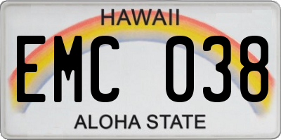 HI license plate EMC038