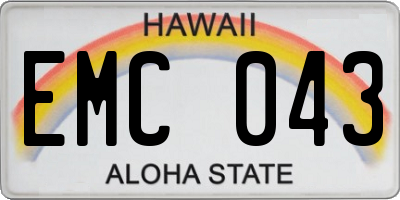 HI license plate EMC043