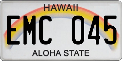 HI license plate EMC045