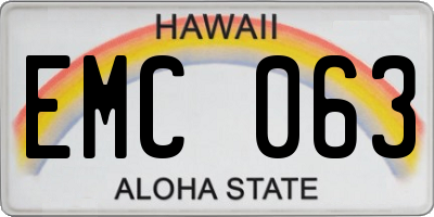 HI license plate EMC063