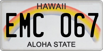 HI license plate EMC067