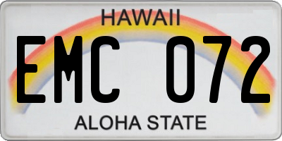 HI license plate EMC072