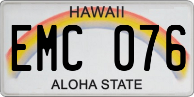 HI license plate EMC076