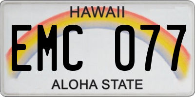 HI license plate EMC077