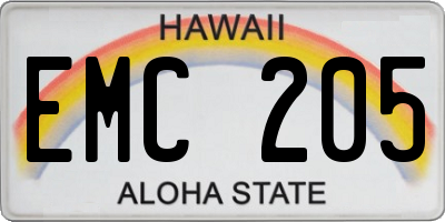 HI license plate EMC205