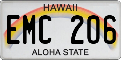 HI license plate EMC206