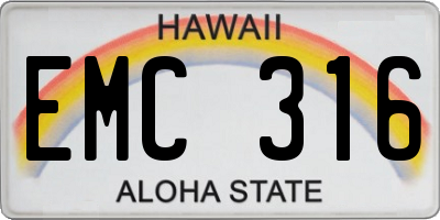 HI license plate EMC316