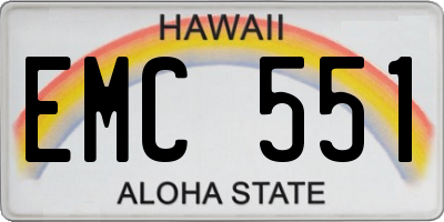 HI license plate EMC551