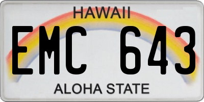 HI license plate EMC643