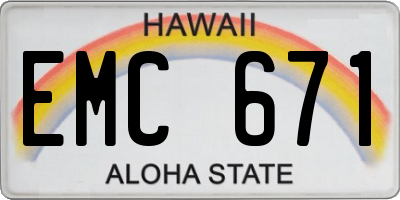 HI license plate EMC671