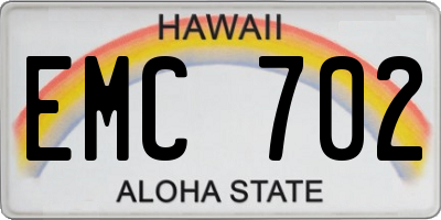 HI license plate EMC702