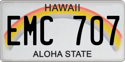 HI license plate EMC707