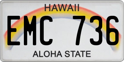 HI license plate EMC736