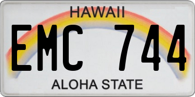 HI license plate EMC744