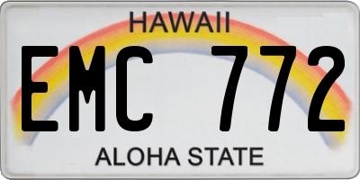 HI license plate EMC772