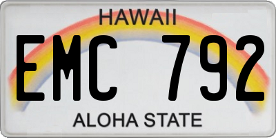 HI license plate EMC792