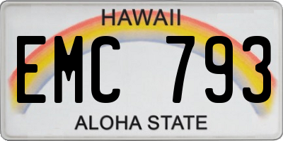 HI license plate EMC793
