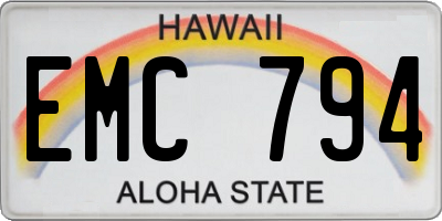 HI license plate EMC794