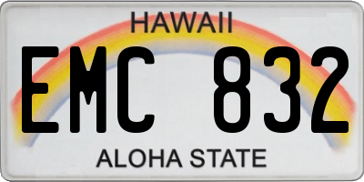 HI license plate EMC832