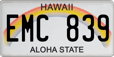 HI license plate EMC839