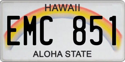 HI license plate EMC851